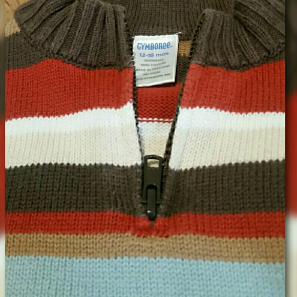 Gymboree Striped Sweater 1/4 Zip Mock Neck 12-18 - Picture 2 of 3